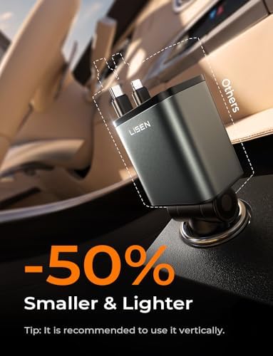 LISEN 4 in 1 Starlight Retractable Car Charger, 75W USB C Cigarette Adapter Fast Charging, Starlight Retractable Car Accessories for Women Mom, for iPhone 17 Pro Max Air 16 15 14 13 12 - Image 4