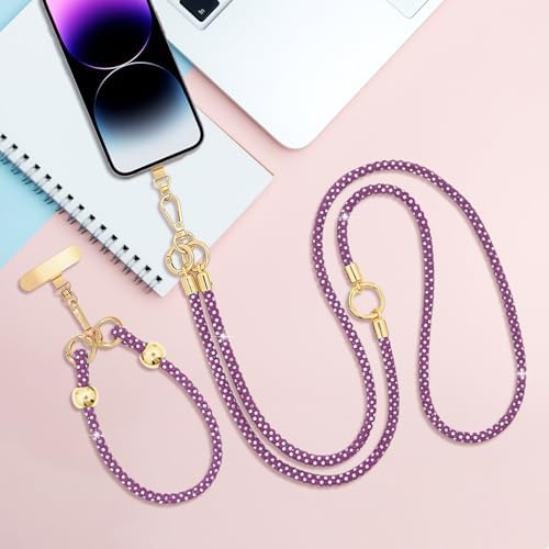 Crystal Phone Strap Crossbody and Wrist Lanyard, Anti Theft Layered & Wrist Strap Cell Phone Neck for Women - Image 7