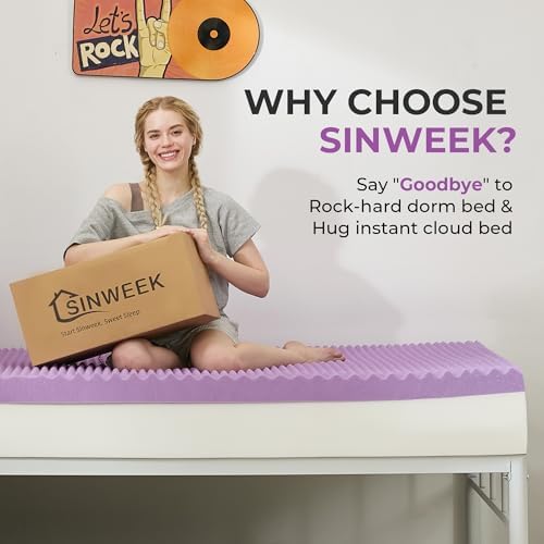 SINWEEK 1.5 Inch Egg Crate Memory Foam Mattress Topper Twin XL, Twin Extra Long Mattress Pads for College Dorm Room, Pressure Relieve CertiPUR-US Certified, 39x80 Inches - Image 4