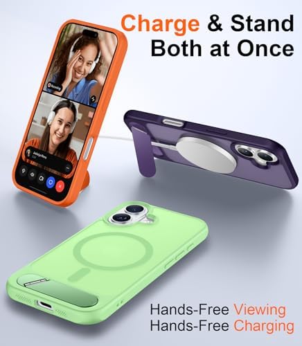 Temdan Magnetic Compatible with iPhone 16 Case, [Built-in Invisible Kickstand][Compatible with MagSafe][Military Grade Shockproof] Slim Translucent Matte Phone Case for iPhone 16 6.1" - Image 3
