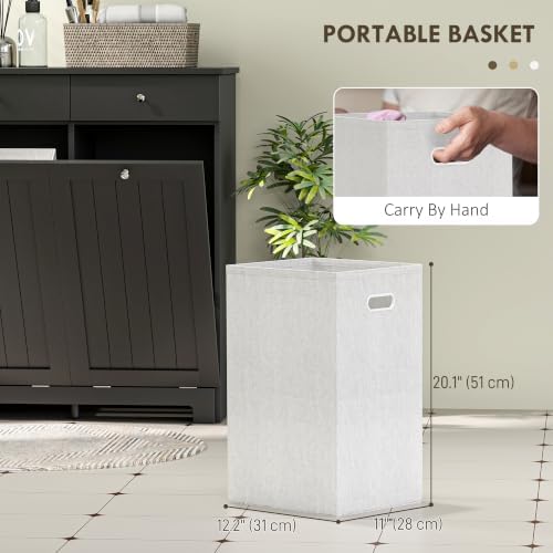 HOMCOM Laundry Cabinet with 2 Removable Baskets, Tilt Out Hamper, Black - Image 5