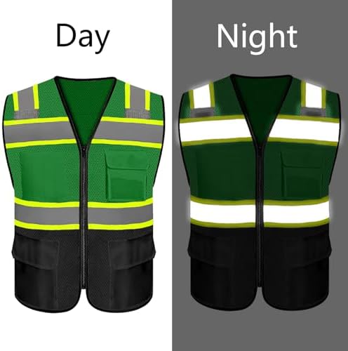 Safety Vest Customize Logo with 5 Pockets & Zipper Reflective High Visibility Vest Class 2 Outdoor Workwear - Image 4