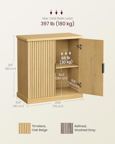 VASAGLE Set of 2 Buffet Cabinet with Adjustable Shelves, Fluted Doors - Image 3
