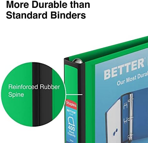 Staples Better 1.5-Inch 3-Ring Binder, Green, Heavy-Duty - Image 5