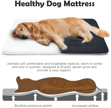 Large Dog Bed Soft Dog Crate Pad Mat, 42 in Non-Slip Bottom Washable Dog Sleeping Mattress Pet Beds Cat Bed Kennel Pad, Dark Blue Gray - Image 4