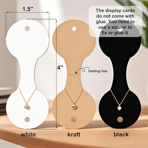 Custom 50/100/200pcs Jewelry Holder Cards,Personalized Logo Necklace Display Cards,Fold Over Tags for Bracelet Earrings Keychain Hair Accessories (1.5 * 4inch (Circle)) - Image 2