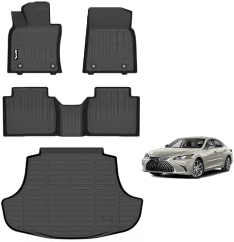AIPOIL® Floor Mats & Cargo Liner Set for 2019-2024 Lexus ES & ES300h &2025 Lexus ES Hybrid & ES350 & ES300h All Weather Protection TPE Anti-Slip Automotive Full Set Custom Car Mats Accessories -Black by AIPOIL