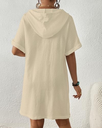 Bsubseach Womens Swimsuit Cover Up Shirt Hooded Beach Dress with Pockets - Image 4
