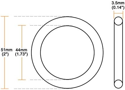 uxcell Nitrile Rubber O-Rings 51mm OD 44mm ID 3.5mm Width, Metric Nitrile Rubber Sealing Gasket for Automotive Machine Plumbing, Pack of 5 - Image 3