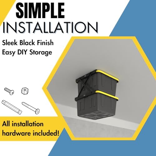 Koova Dual Rail Heavy Duty Overhead Garage Storage System - Stacking Overhead Storage Rails, Made in USA, Easy Installation, Hardware Included, Tote Bin Storage Solution - Image 4