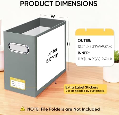BALEINE 4PK File Organizer Box, Cardboard File Folder Organizer with Handle - Image 3