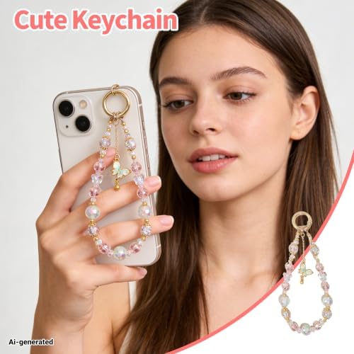 Bead Phone Wristband With Crystal Bow Pendant - Image 5