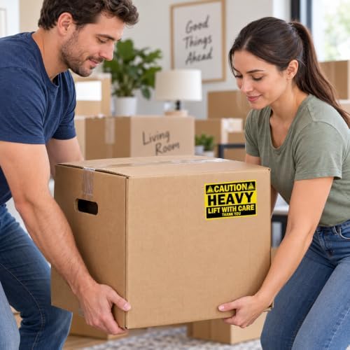 2 x 3Inch Caution Heavy Shipping Stickers,200Pcs Caution Heavy Labels - Image 3