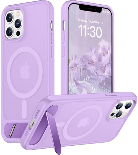 Temdan Magnetic Compatible with iPhone 12 Pro Max Case, [Built-in Invisible Kickstand][Compatible with MagSafe][Military Grade Shockproof] Slim Translucent Matte Phone Case for iPhone 12 Pro Max 6.7" by Temdan