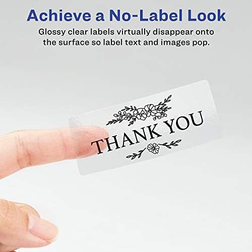 Avery Printable Address Labels with Sure Feed, 1" x 2-5/8", Glossy Clear, 300 Blank Mailing Labels for Laser and Inkjet Printers (6521) - Image 2