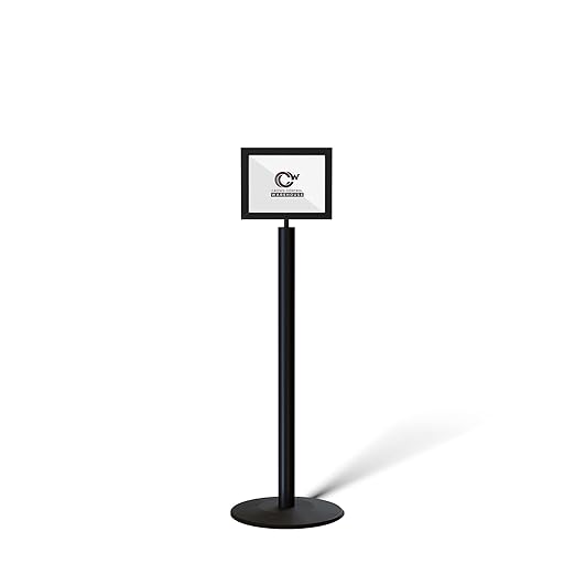 Floor Standing Sign Frame with Steel Low Profile Base, 8.5 inches by 11 inches by Trafford+Industrial