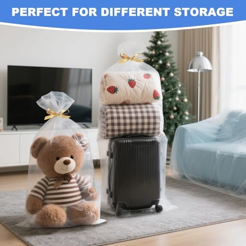 Large Clear Plastic Storage Bags, 60" x 70" Food-Grade Clear Plastic Flat Open Poly Bags for Blanket, Pillows, Seasonal Clothing, Comforter and Basement Storage (2 Mil/5 Count) - Image 7