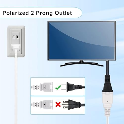 10FT 2 Prong Indoor Extension Cord,Thin White Extension Cords Male/Female Power Cable for Home Office Outdoor, 18/2 ETL Listed 10 FT Extension Cord - Image 4