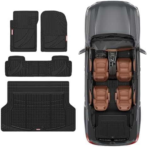 Motor Trend FlexTough Advanced Heavy Duty Black Rubber Car Floor Mats & Cargo Liner for SUV & Car Full Set - Universal Trim to Fit All Weather Automotive Floor Mat & Cargo Liners for SUV, Car, & Van - Image 2