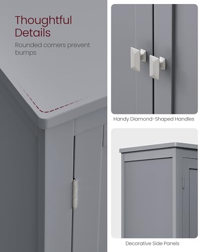 VASAGLE Bathroom Floor Storage Cabinet with 4 Doors, Dove Gray, - Image 7