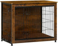 DWANTON 32.5" Dog Crate Furniture with Cushion, Wooden Kennel Table Indoor by DWANTON