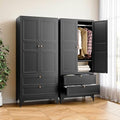 BYNSOE 71" Tall Metal Wardrobe Closet with 2 Drawers, Steel Armoire Cabinet with Hanging Rod and Adjustable Shelves, Freestanding Clothes Storage Organizer Furniture of Metal for Bedroom by BYNSOE