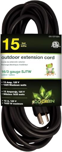 GoGreen Power Inc. (G-13715BK-2) 16/3 15' Heavy Duty Extension Cord - Black, 15ft, 2 Pack - Image 2