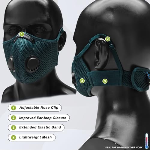 BASE CAMP Upgrade M Plus Dust Mask, Reusable Respirator with 99.9% Effective Carbon Filters for Woodworking, Breathable Face mask Against Dust for Construction, Landscaping, Sanding, Painting - Image 3