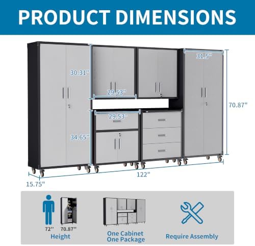 6-Piece Garage Storage Cabinets System Heavy Duty Workshop Set - Image 2