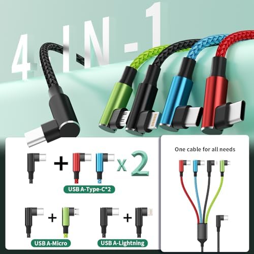 Travel Essentials USB C Multi Charging Cable, 4 in 1, 2Pack 5FT - Image 6