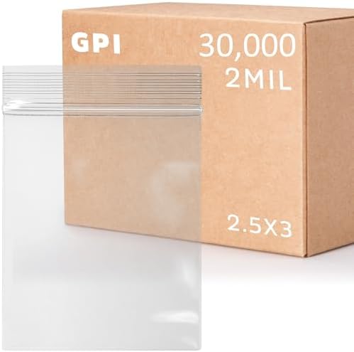 2.5" x 3" Small Zip Bags, 30000 Pack, 2 Mil, Reclosable Jewelry Bags, GPI by GPI