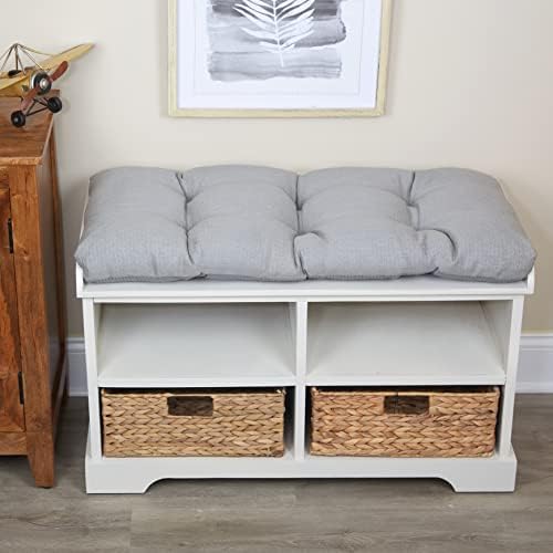 Klear Vu The Gripper Non-Slip Tufted Bench Cushion for Indoor Furniture, Assembled in USA, Entryway Storage, Bay Window, Corner Nook or Piano Seat, 33 Inches, Solid Gray - Image 2