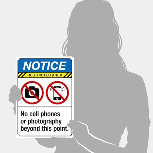 No Cell Phones Or Photography Beyond This Point Sign, ANSI Notice Sign, - Image 4