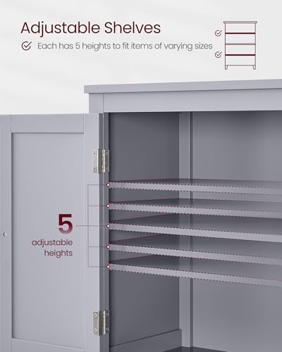 VASAGLE Bathroom Floor Storage Cabinet with 4 Doors, Dove Gray, - Image 6