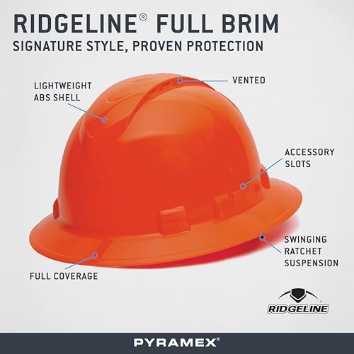 Pyramex Ridgeline Full Brim Hard Hat 4 Point Ratchet Vented - Image 5