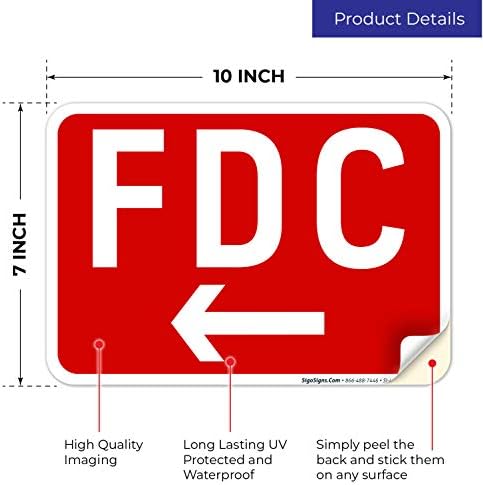 FDC Left Arrow Sign, Red Background, - Image 2