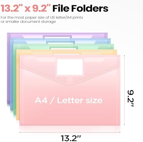 Sooez 5 Pack Plastic Envelopes Plastic File Folders, Document Organizer - Image 2