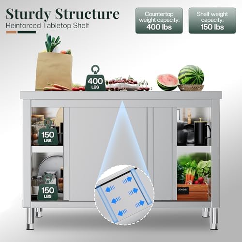 Jocisland 48-Inch Stainless Steel Work Table with Cabinet - Image 4