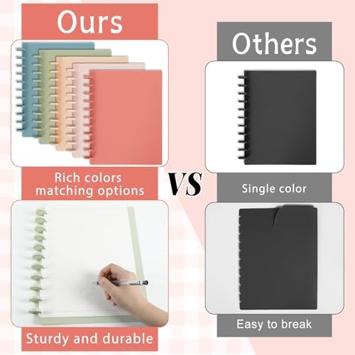 gisgfim 5 Set Discbound Notebook Cover and Disc Set 8.5 x 11.75 inch Inch Poly Cover with Disc Discbound Notebook Accessories for School Office Subject Document (Vintage Color) - Image 5