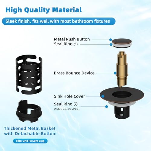 Universal Bathroom Sink Drain Stopper Hair Catcher, Oil Rubbed Bronze - Image 6