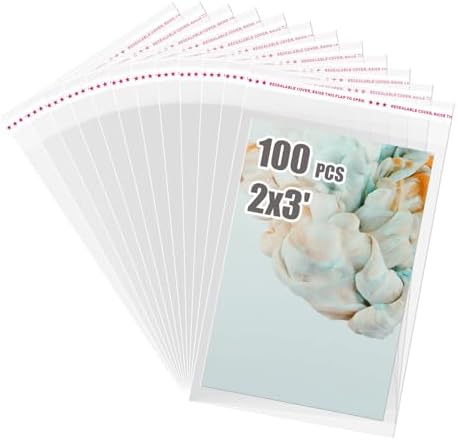 Egofine Self Sealing Cellophane Bags 100 PCS, 2x3 Inches Clear Resealable Cellophane Bags,Storage Baggies for Daily Vitamin, Jewelry, Candy by Egofine