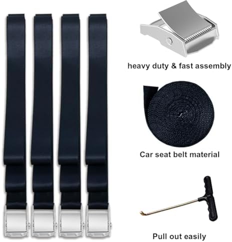 EURMAX USA 4-Pack Windproof Trampoline Stakes Anchor Kit-Steel Corkscrew Anchor,Heavy Duty Tie Down Kit with T-Hook&Reinforced Safety Straps,Secure Weatherproof Protection for Trampoline,Tent&Playset - Image 6