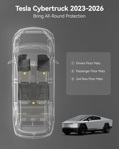 3W Floor Mats for Tesla Cybertruck 2023 2024 2025 2026,TPE All Weather Liner - Image 3