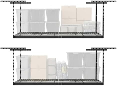 MonsterRax 2-Pack 4x8 Overhead Garage Storage Rack, Gray, 24"-45" Height by MonsterRAXStorageSolutions