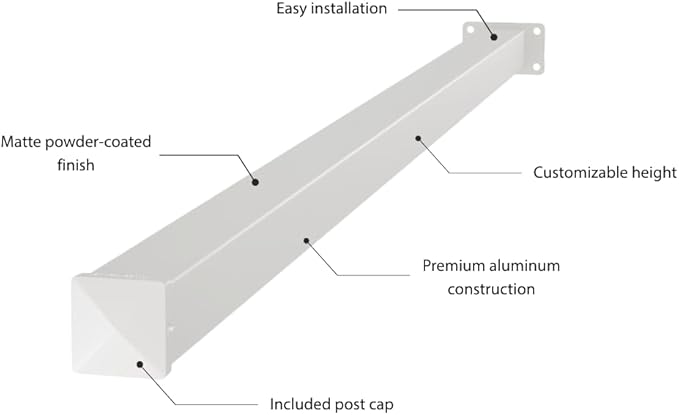 4" x 4" x 7' White Aluminum Post Kit – Concrete Mount, Powder-Coated, Easy - Image 3
