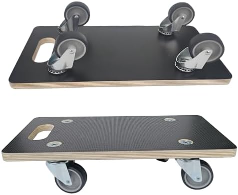 Furniture Mover Dolly Portable Wood Rolling Mover for Moving Furniture Sofa Cabinet Refrigerator, 360° Rotatable Soft TPR Rubber Universal Wheels, 440Lbs Capacity, Black (2 Packs) by DrTakepeak