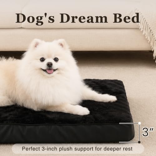 NUPIDA Waterproof Large Dog Bed for Crate with Washable Cover, 35x22, Black - Image 3