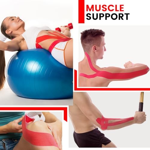 5 Rolls Red Kinesiology Tape, 2 inch x 16.4 Feet Kinetic Tape - Image 6