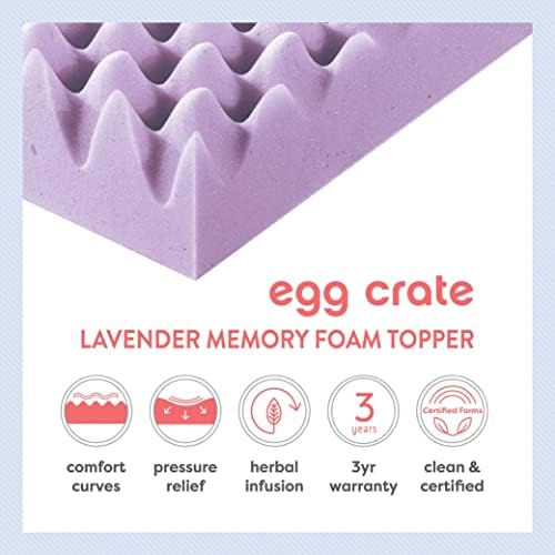 Best Price Mattress 4 Inch Egg Crate Memory Foam Mattress Topper with Soothing Lavender Infusion, CertiPUR-US Certified, Dorm Essentials, Twin - Image 6