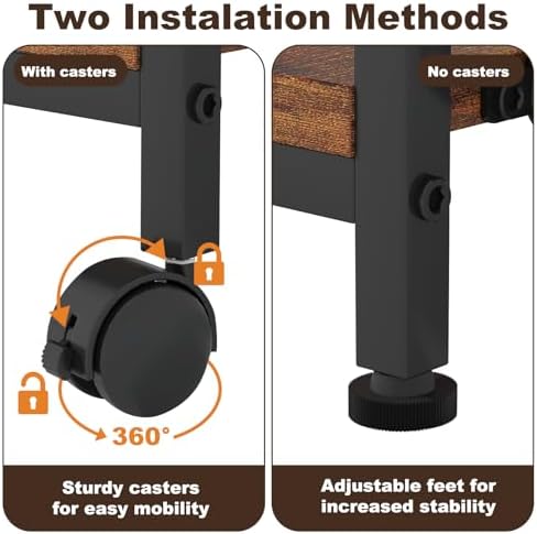 EasyCom 24"x20" Printer Stand with Storage, File Holder & Wheels, Brown - Image 5